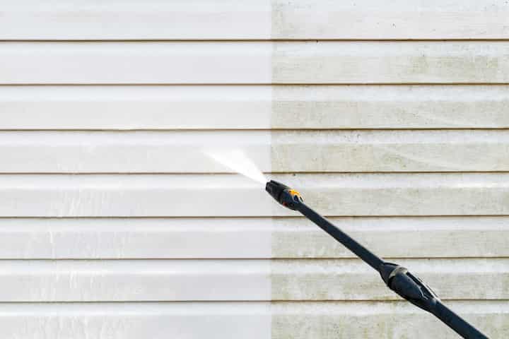 Residential exterior power washing in Geneva, IL: Before and after transformation.